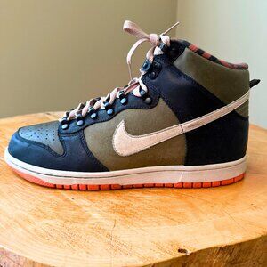 NIKE DUNK HIGH PREMIUM HT🏷️ Army Olive/Birch-Orange/Blaze-Celery Plaid 11.5M